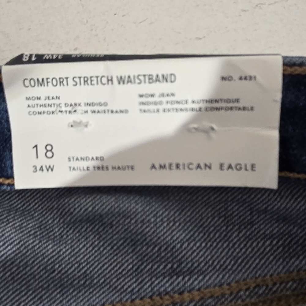 American Eagle Mom Blue Utility Denim Jeans 18 - Picture 12 of 13